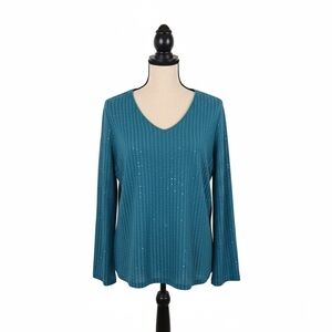 St. John Sweater Women's Small S Blue Sequins Formal Evening Career Luxury